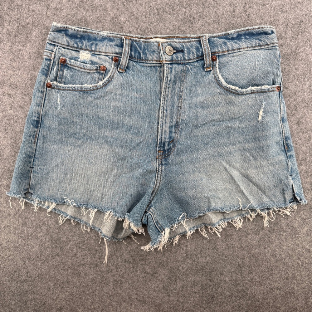 Y2K Abercrombie & Fitch Shorts Women 8 The Mom Short Light Wash Distressed NEW